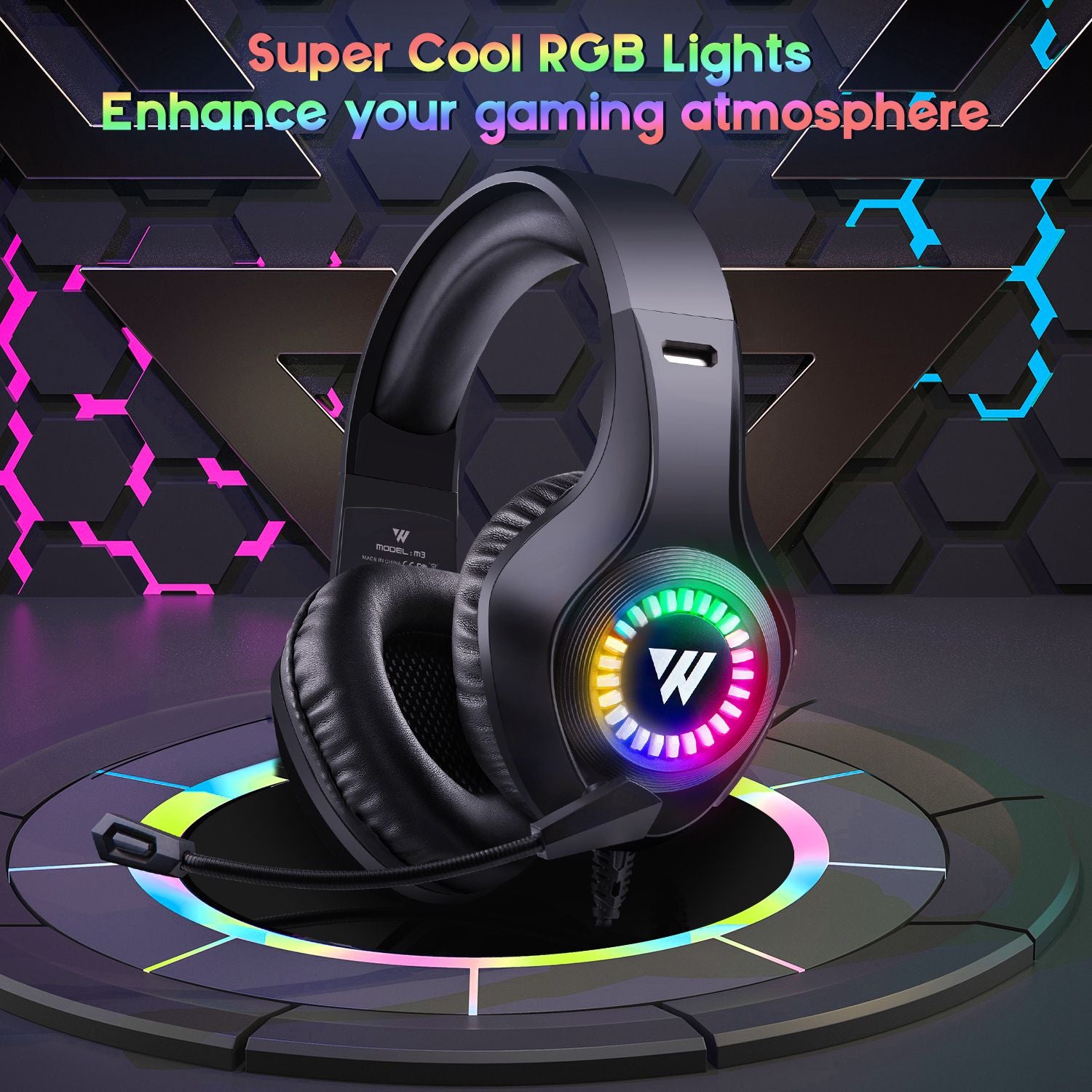 WINTORY M3 Wired Over-Ear E-sports Headphone Ergonomic Computer Gaming Headset with RGB Light WINTORY M3 Wired Over-Ear E-sports Headphone Ergonomic Computer Gaming Headset with RGB Light